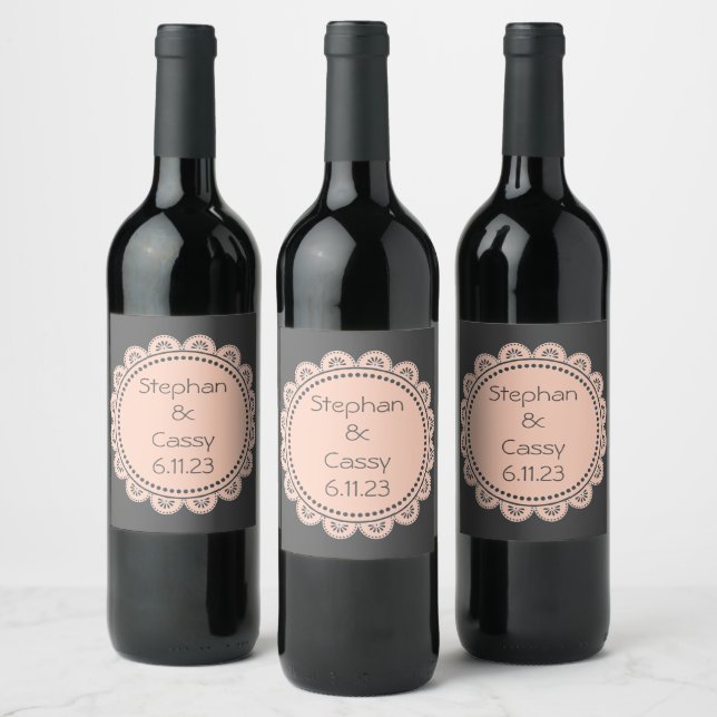 Wedding Reception Rehearsal Elegant Wine  Label (Bottles)