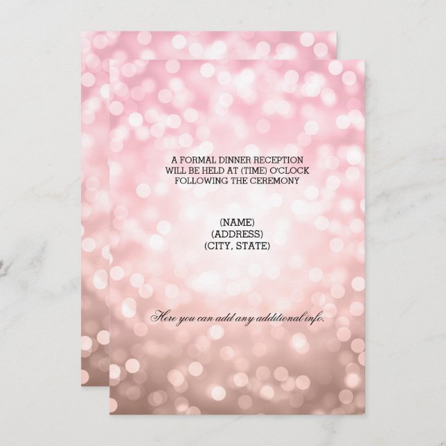 Wedding Reception Rose Blush Pink Lights Invitation (Front/Back)