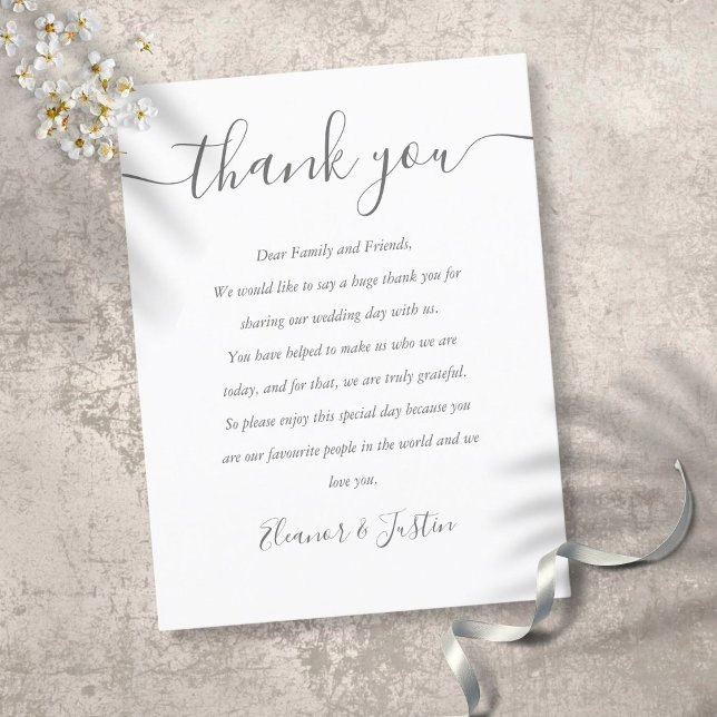 Wedding Reception Script Thank You Place Card (Creator Uploaded)