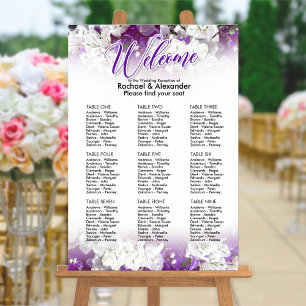 Wedding Reception Seating Chart in White/Purple