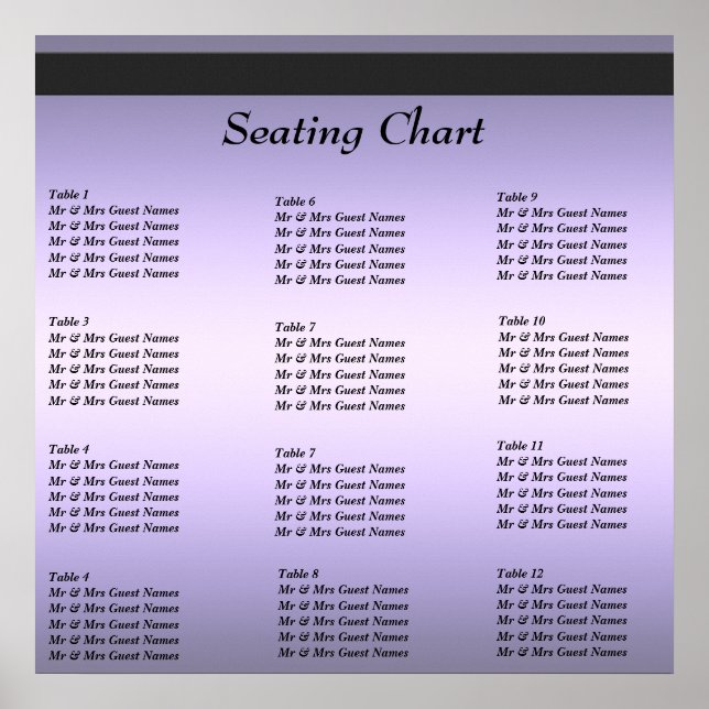 Wedding Reception Seating Chart Poster (Front)