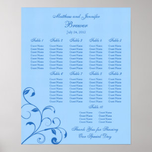 Wedding Reception Seating Chart - Standard Sizes