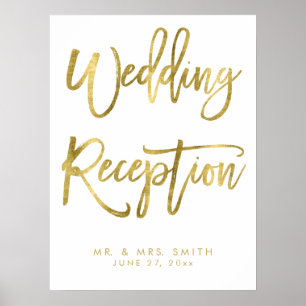 Wedding Reception Sign Print Gold And White
