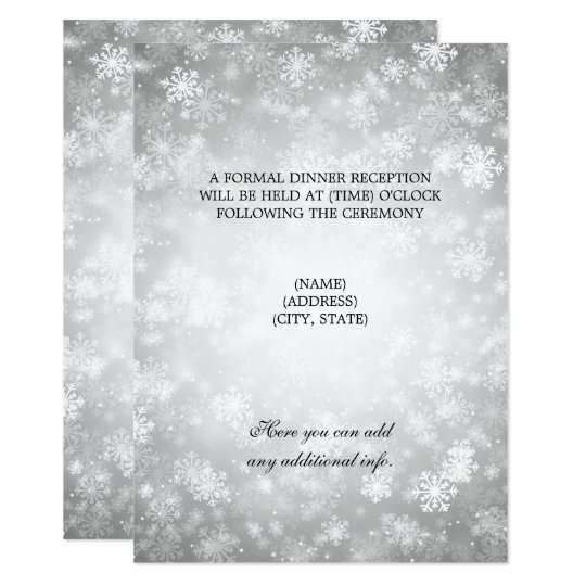 Wedding Reception Silver Winter Wonderland Card