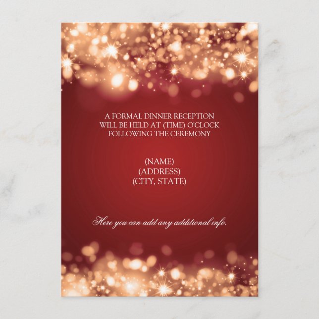 Wedding Reception Sparkling Lights Gold Enclosure Card (Front)