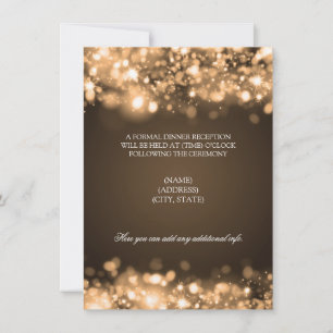 Wedding Reception Sparkling Lights Gold Invitation