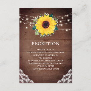 Wedding Reception Sunflower Lace Babys Breath Enclosure Card