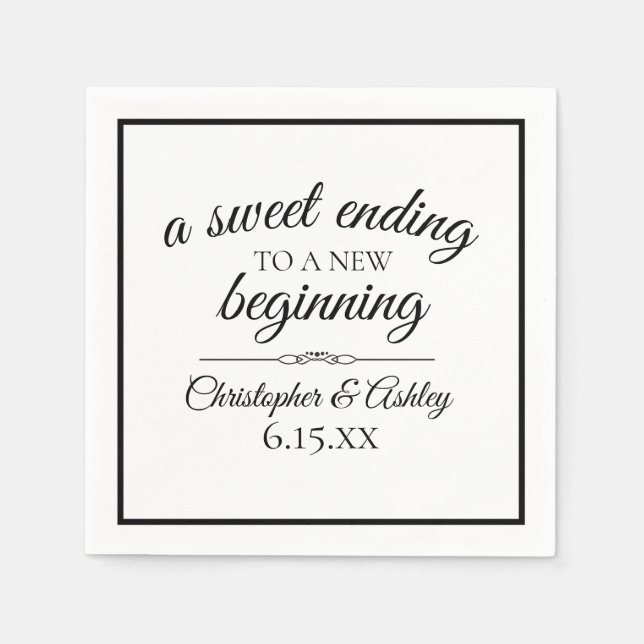 Wedding Reception Sweet Ending New Beginning Napkin (Front)