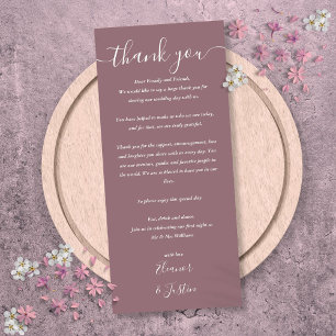 Wedding Reception Thank You Mauve Place Card
