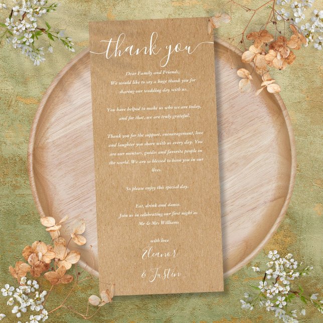 Wedding Reception Thank You Rustic Place Card (Wedding Reception Thank You Rustic Place Card)