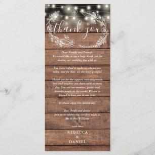 Wedding Reception Thank You Rustic Place Card