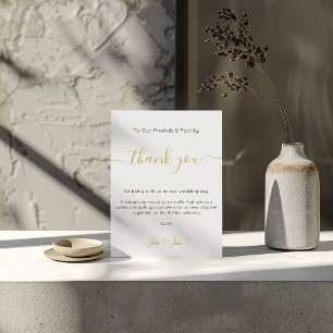 Wedding reception thank you Table Card