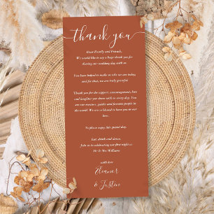 Wedding Reception Thank You Terracotta Place Card