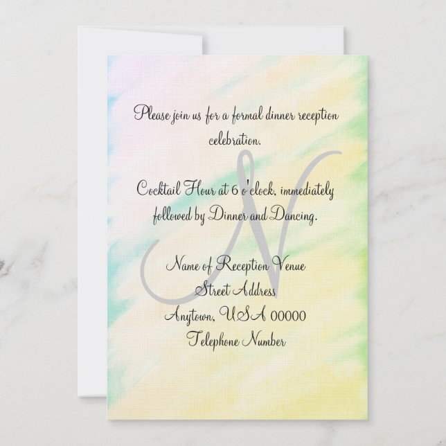 Wedding Reception Tropical Monogram Invitations (Back)