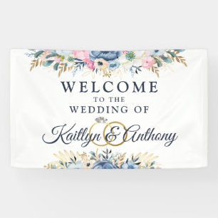 Wedding Reception Watercolor Floral Welcome Banner