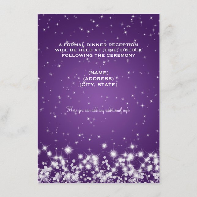 Wedding Reception Winter Sparkle Purple Enclosure Card (Front)