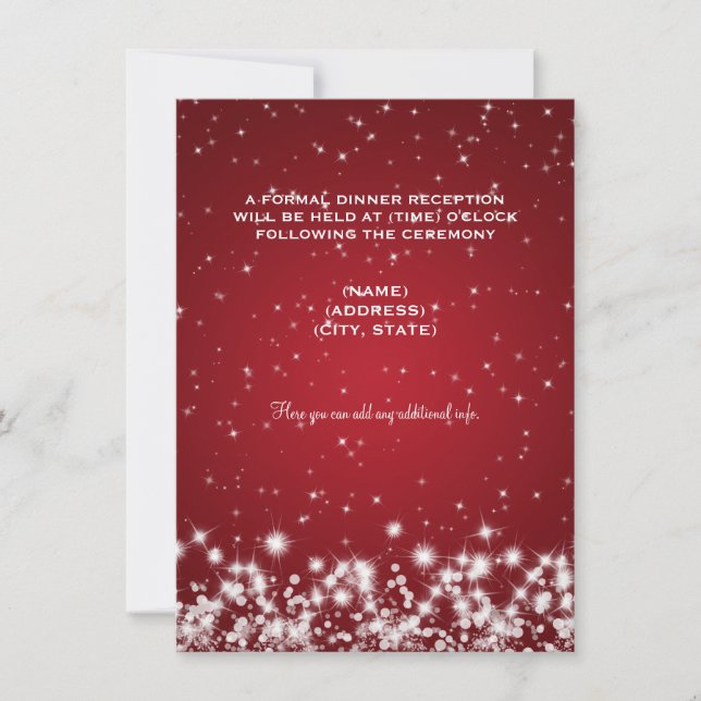Wedding Reception Winter Sparkle Red Invitation (Front)