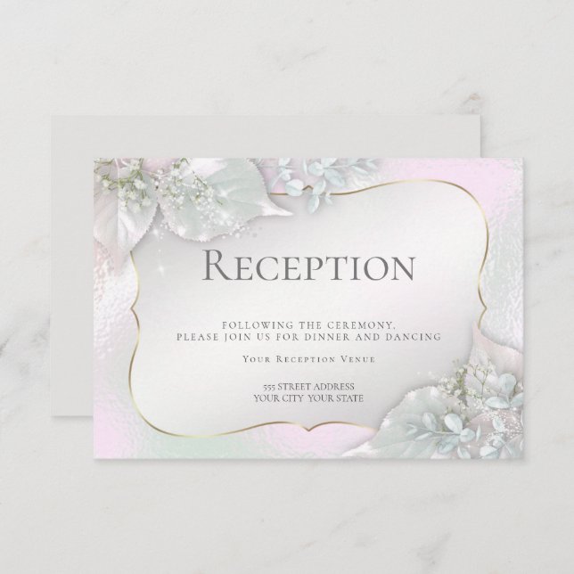 WEDDING RECEPTION | Wispy Pink Shimmer Invitation (Front/Back)