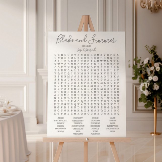 Wedding Reception Word Search Game, Custom Game (Creator Uploaded)