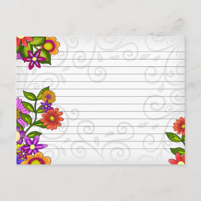 Wedding Recipe Card Bright Flowers (Front)