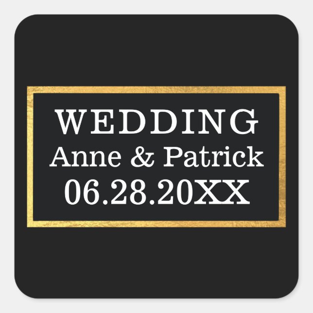 wedding rectangle sign  square sticker (Front)
