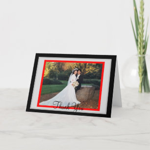 Wedding Red Black Photo Thank You Cards
