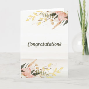 Wedding Red Floral Watercolor Congratulations Card