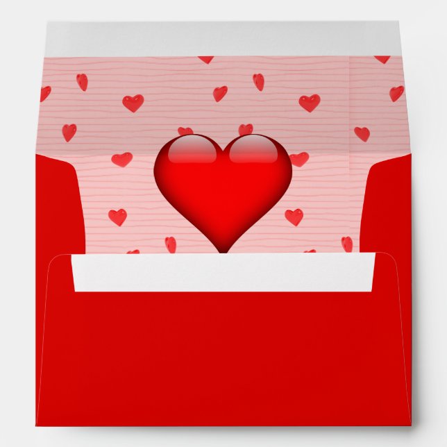 Wedding Red Heart Modern Chic Monogram Envelope (Back (Bottom))