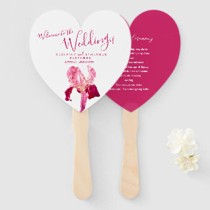Wedding red pink iris flower art program fans