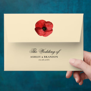 Wedding Red Poppy Wildflower Invitation Custom Envelope