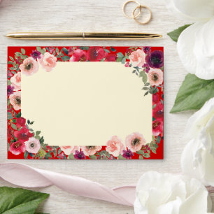 Wedding red purple floral garden return address envelope