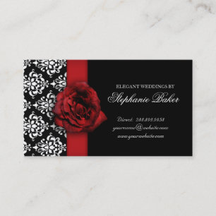 Wedding Red Rose Damask Appointment Card