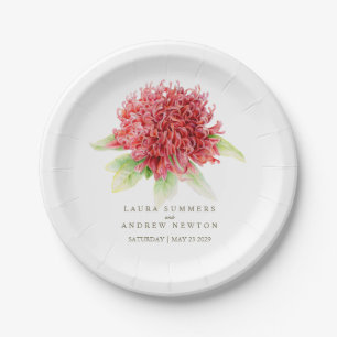 Wedding red waratah custom paper plate