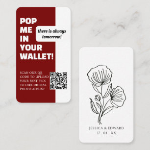 Wedding Red White Scan Qr Code Photo Album Modern Business Card