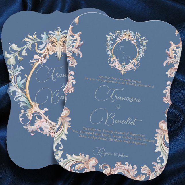 Wedding Regency Elegant Dusty Blue Invitation (Creator Uploaded)
