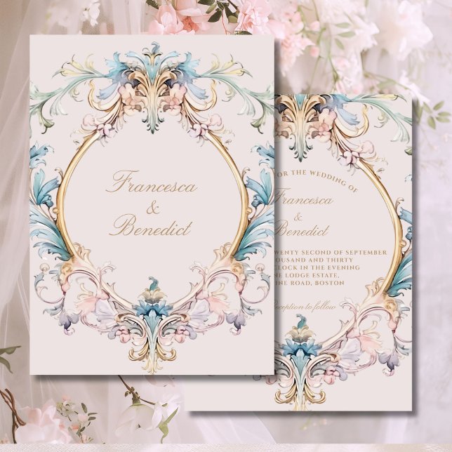 Wedding Regency Vintage Baroque Pink Invitation (Creator Uploaded)