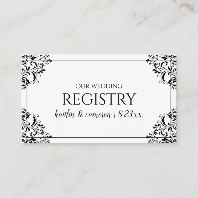 Wedding Registry Cards - Nadine - Black (Front)