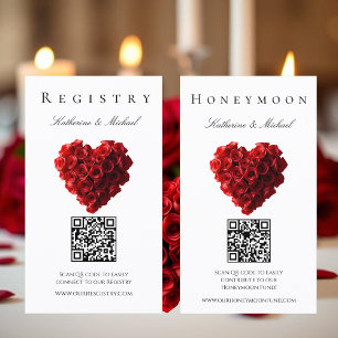 Wedding Registry-Heart Shaped Red Roses- Business Card
