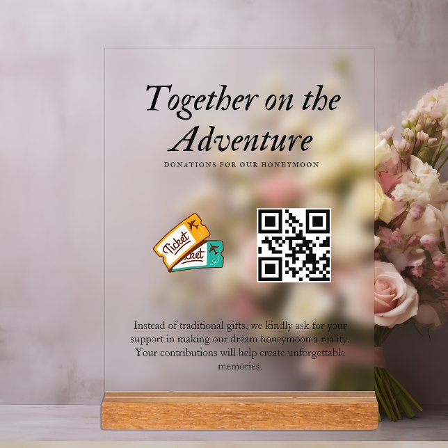 Wedding Registry Honeymoon Fund Qr Code Gift  Acrylic Sign (Wedding Registry Honeymoon Fund Qr Code Gift Acrylic Sign)