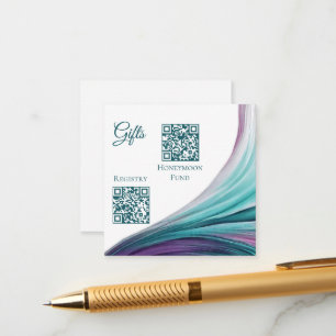 Wedding Registry-Modern Abstract-Purple and Teal- Enclosure Card