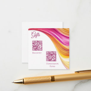 Wedding Registry-Modern-Pink Orange Yellow- Enclosure Card