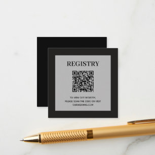 Wedding Registry QR Code Black Enclosure Card