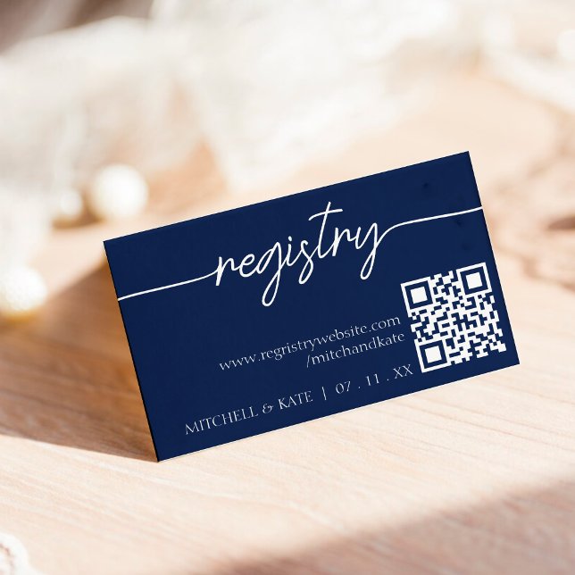 Wedding Registry QR Code Navy Blue & White Enclosure Card (Wedding Registry QR Code Navy Blue & White Enclosure Card
)