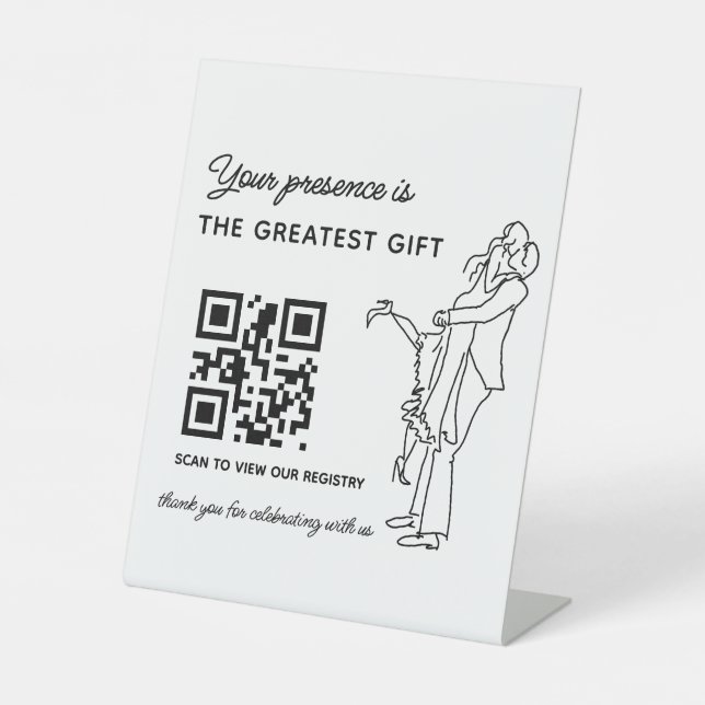 Wedding Registry QR Code Pedestal Sign (Front)