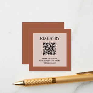 Wedding Registry QR Code Terracotta Enclosure Card