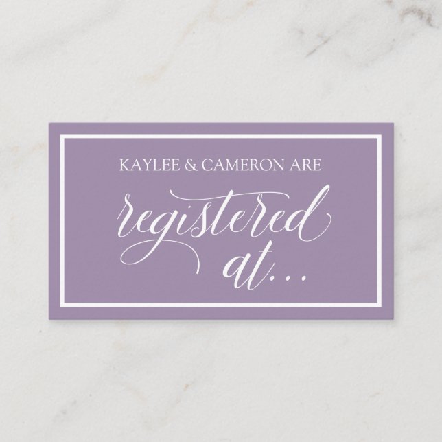 Wedding Registry / Registered At Cards- Lavender Enclosure Card (Front)