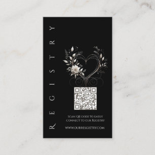 Wedding Registry-White Flowers with a Heart Business Card