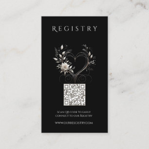 Wedding Registry-White Flowers with a Heart Business Card