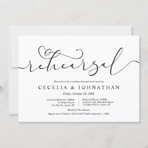 Wedding Rehearsal and Dinner, modern minimal Invitation