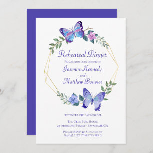 Wedding Rehearsal Butterfly Blue Butterflies Invitation